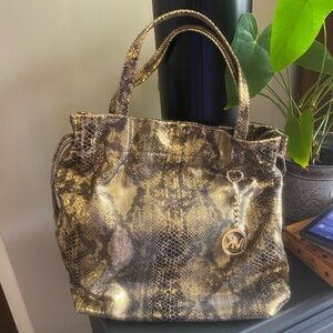 Michael Kors Leather Snake Print Shoulder Bag